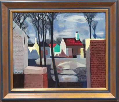 Guy AMEYE (1932-2007) : Village square with...