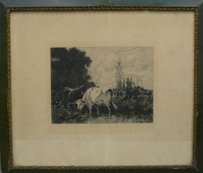 A set of four lithographs:
Embrun color lithograph...
