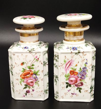 A pair of square porcelain bottles from Paris...