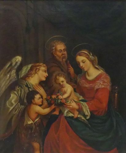 The Holy Family 
Unsigned oil on canvas
46...