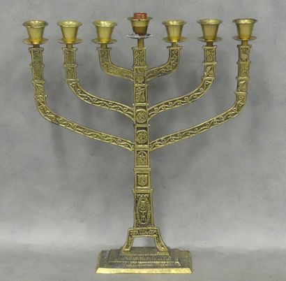 Hebraic seven-arm brass candlestick - Menorah
Marked...
