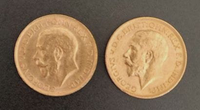 Two Georges V sovereigns 
1917 S - 1918 M...