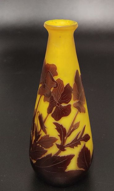 GALLE: a small piriform vase in acid-etched...