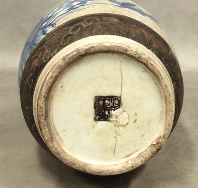 A set of two Nanking ceramic vases with Asian...