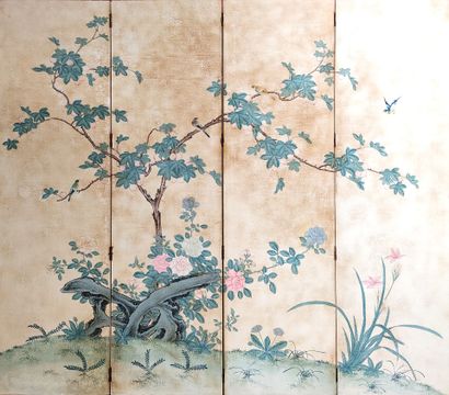 A 4-leaf folding screen on 18th century Japanese...