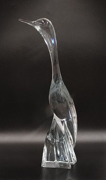 A glass heron
H 38 cm - Mark on base Nan...