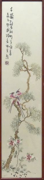 Asia: a set of two framed silk embroideries...