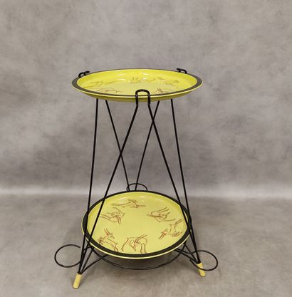 A small tripod sideboard with two trays in...