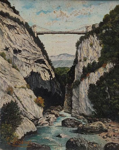 L. PEBEINAS: The Abime Bridge at Cusy
Oil...
