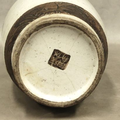 A set of two Nanking ceramic vases with Asian...