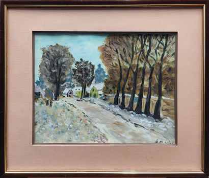 E. MACLET (1881-1962): Hamlet under the snow
Gouache...