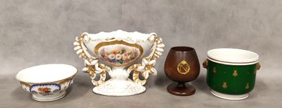 Lot: A porcelain bowl vase from Paris
with...