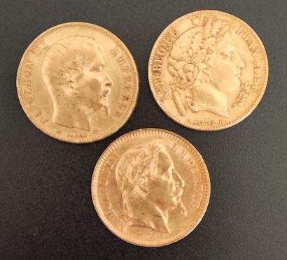 Three 20 franc gold coins
Ceres 1851 A -...