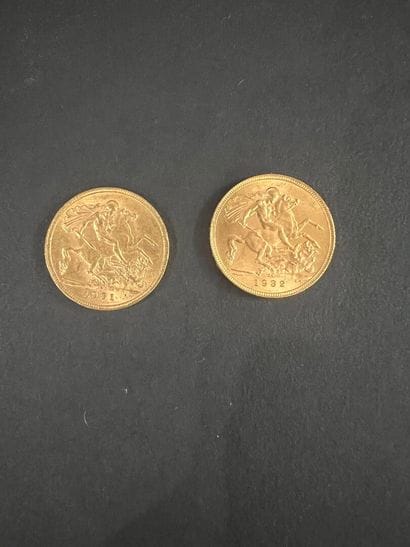 Two gold sovereigns George V 1931 SA and...