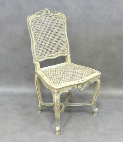 A set of six Louis XV style caned chairs,...