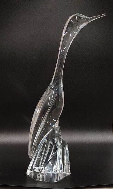 A glass heron
H 38 cm - Mark on base Nan...
