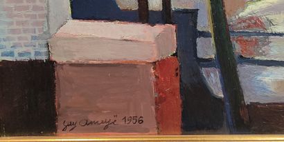 Guy AMEYE (1932-2007) : Village square with...
