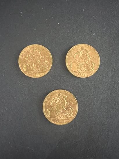 Three gold sovereigns George V 1912
