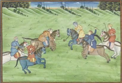 Far East: one framed under glass: polo scene...