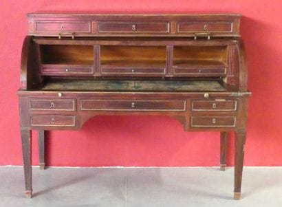 Mahogany cylinder desk in the Louis XVI style...