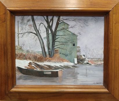 Gaston WALTER: boat in front of the mill
Oil...