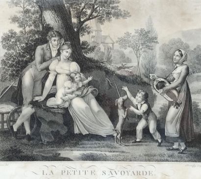 An engraving: La Petite Savoyarde
25 x 31...