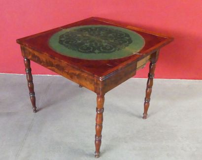 Games table in burr walnut 
twisted legs...