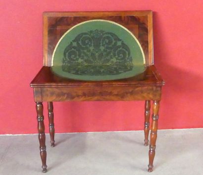 Games table in burr walnut 
twisted legs...