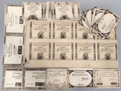 Lot of 33 Assignats comprising - 15 Sols...