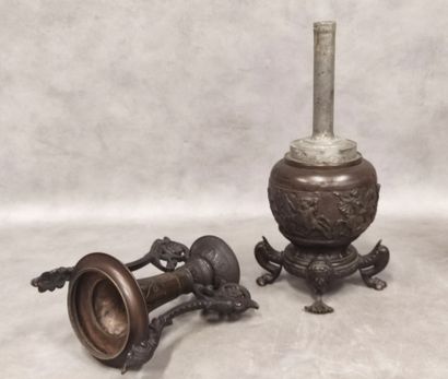 A pair of regula vases with handles, decorated...