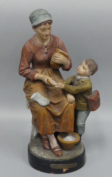 Joseph LEGULUCHE(1849 -1915): La tartine
Polychrome...
