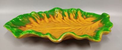 A leaf dish signed 