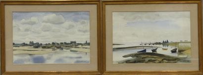 Alfred LATOUR ( 1888 -1964) - Two watercolors...