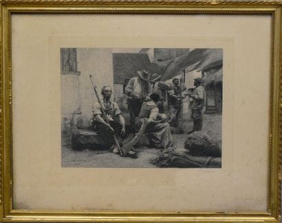A set of four lithographs:
Embrun color lithograph...