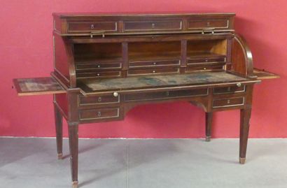 Mahogany cylinder desk in the Louis XVI style...