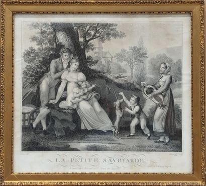 An engraving: La Petite Savoyarde
25 x 31...