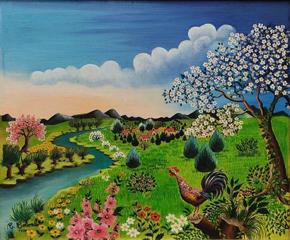 Claudine COLOMBI (1927 - ?) : Naive school
Rooster...
