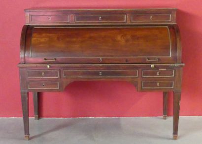 Mahogany cylinder desk in the Louis XVI style...