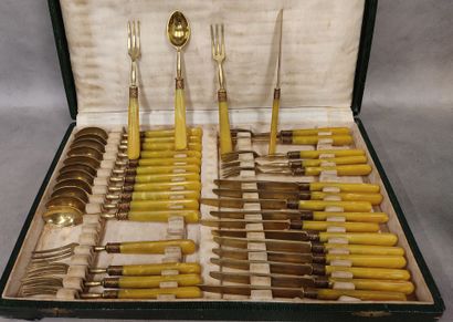 Christofle: a set of nine metal coffee spoons...
