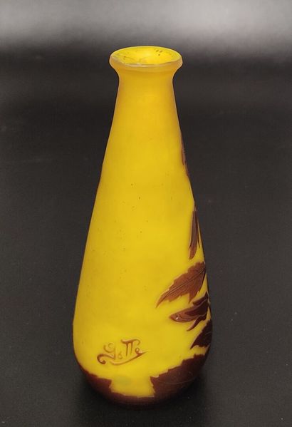 GALLE: a small piriform vase in acid-etched...