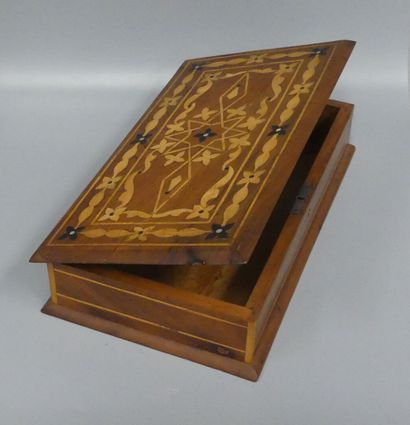 Two wooden boxes,
one with a lid decorated...