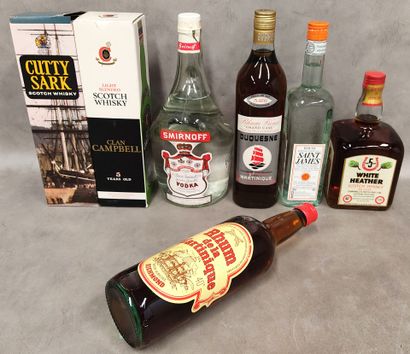 Set of seven bottles of alcohol:
One bottle...