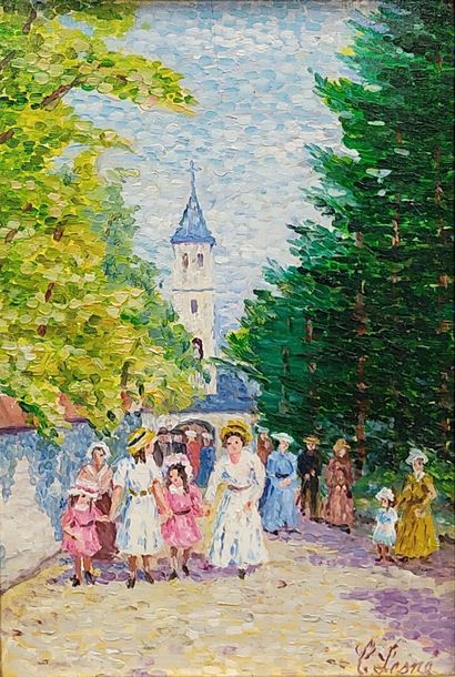 Camille LESNÉ (1908 - ?) : Pointillist painting...