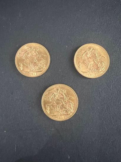 Three gold sovereigns George V 1912