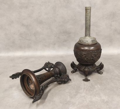 A pair of regula vases with handles, decorated...