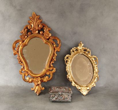 Two small gilded wood mirrors
one oval with...