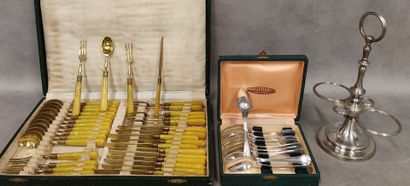 Christofle: a set of nine metal coffee spoons...
