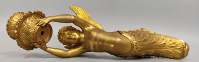 A pair of gilt bronze and chased sconces
depicting...