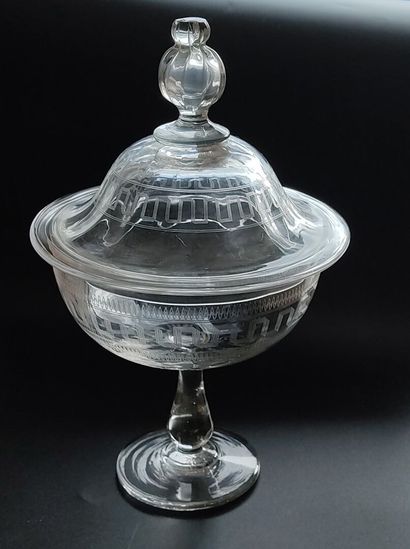 A crystal bowl on a foot, with an added lid...