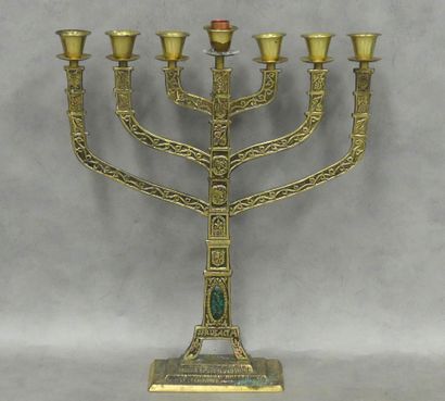 Hebraic seven-arm brass candlestick - Menorah
Marked...